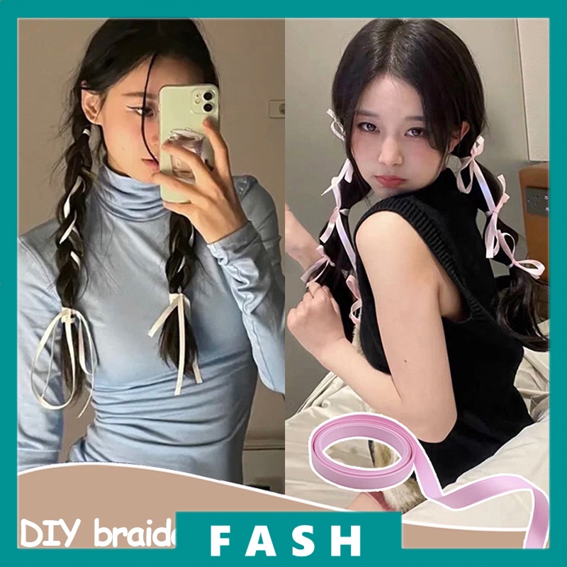 F Double Ponytail Braid Hair Ribbon Bow Ribbon Scarf Hair Accessories ...
