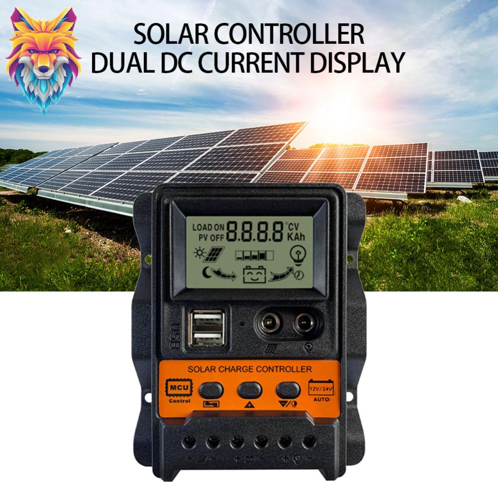 Dual USB LCD Solar Charge Controller 12V 24V Solar Panel Regulator (30A ...