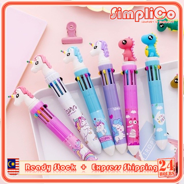 (10Color) Kid Children Cute 10 colors Ballpoint Pen Unicorn Office