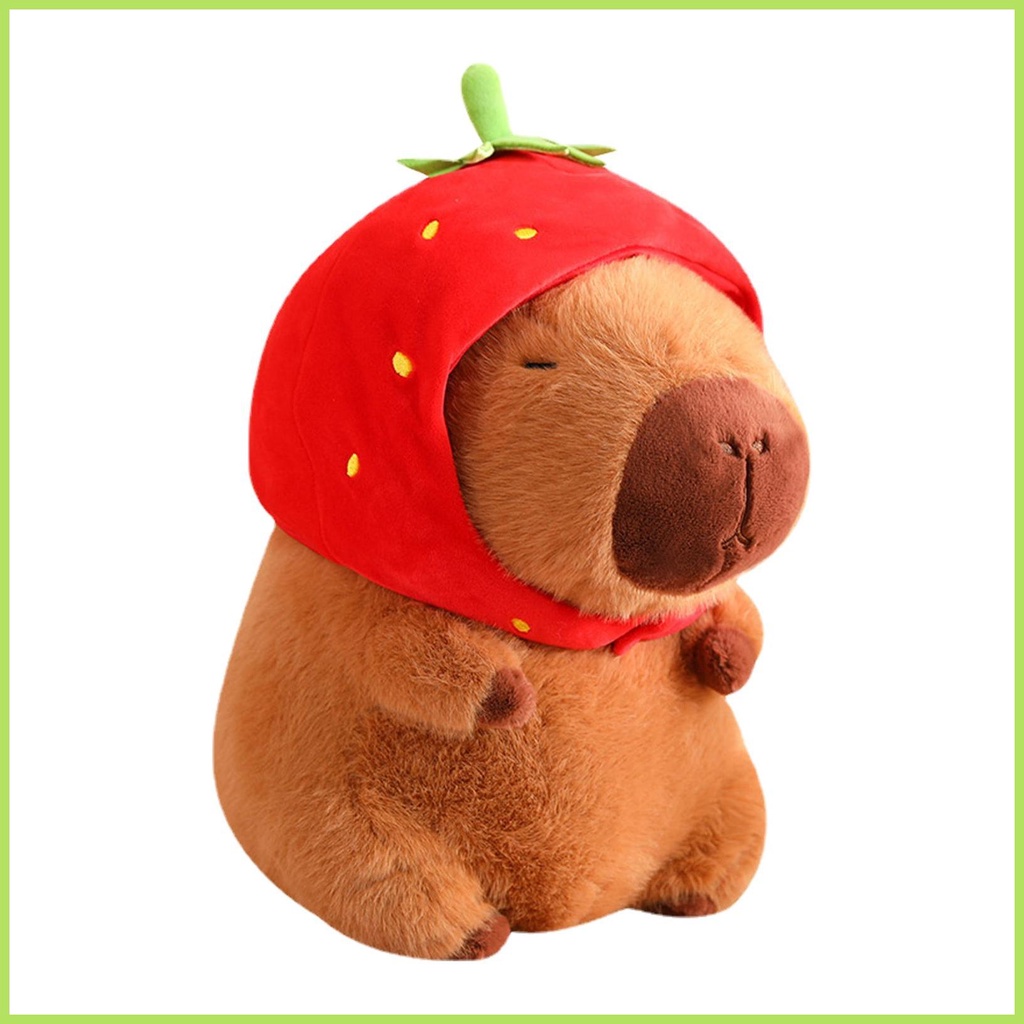 Capybara Plush Soft Capybara Wearing Strawberry Hat Cute Capybara
