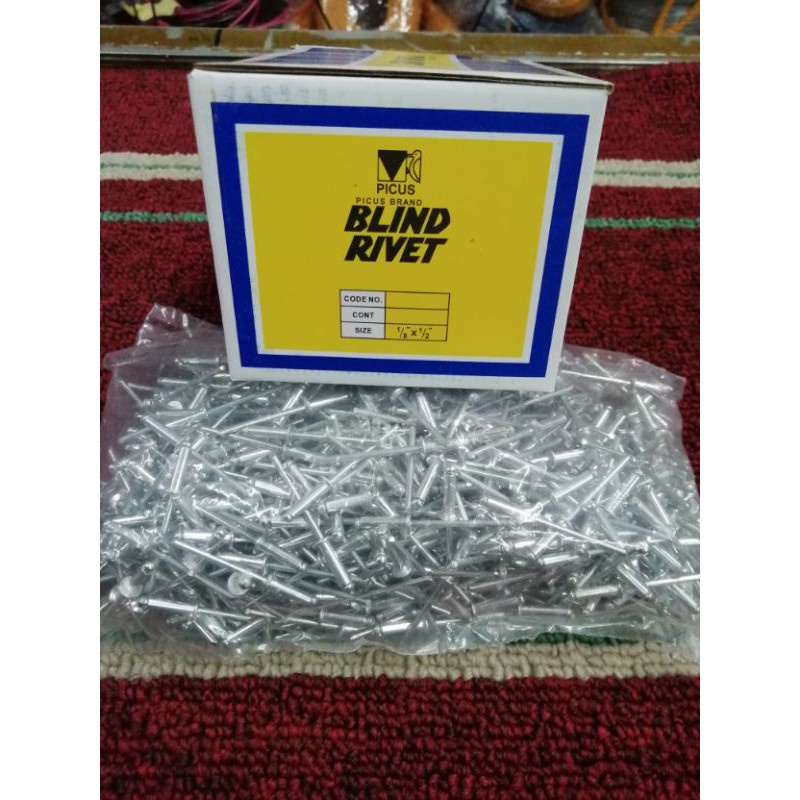 Picus Blind Rivets per Box 1/8 x 1/2, 5/32 x 1/2, 3/16 x 1/2, 1/8 x 3/4