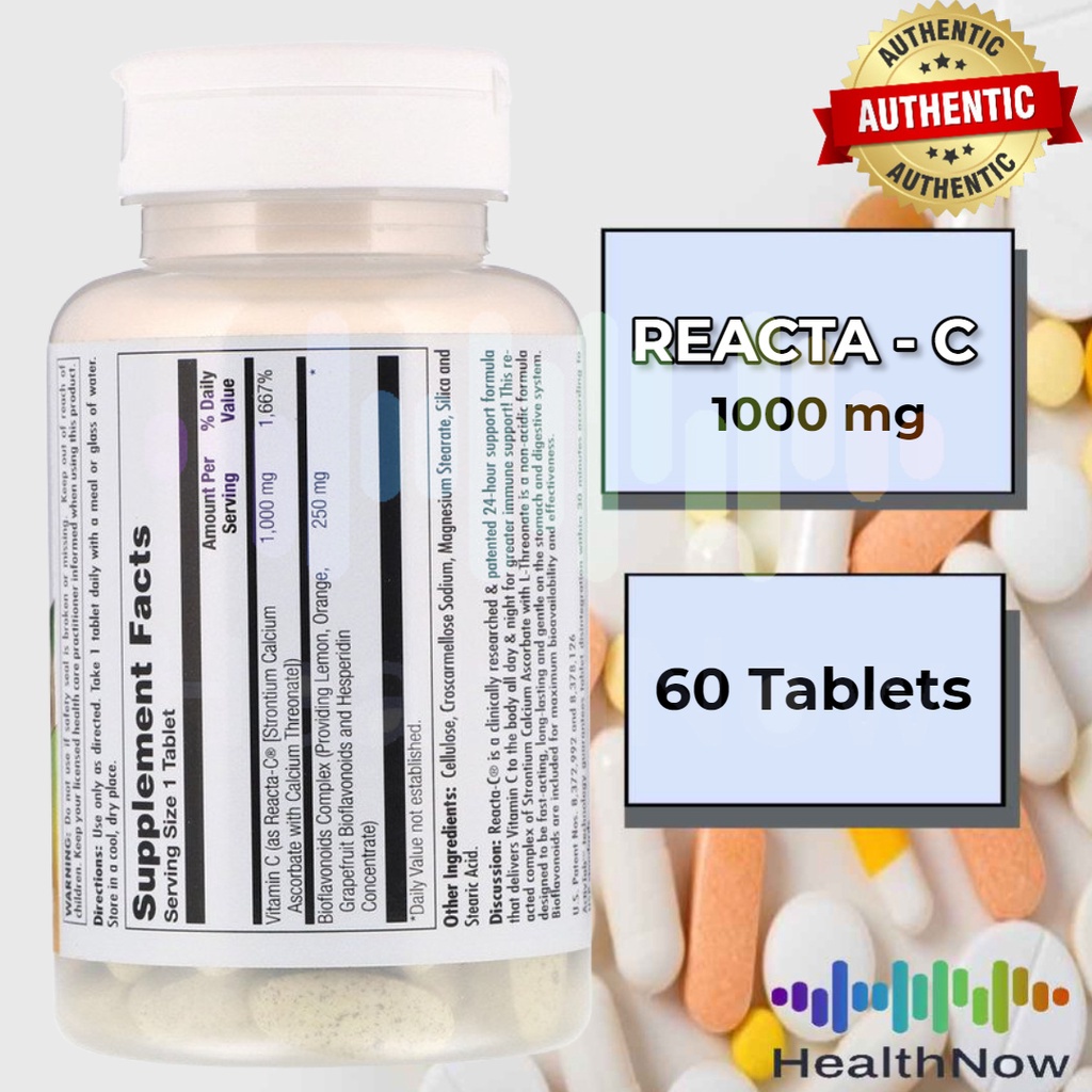 KAL Reacta C , Vitamin C , Calcium Ascorbate, 1000 mg 60 Tablets