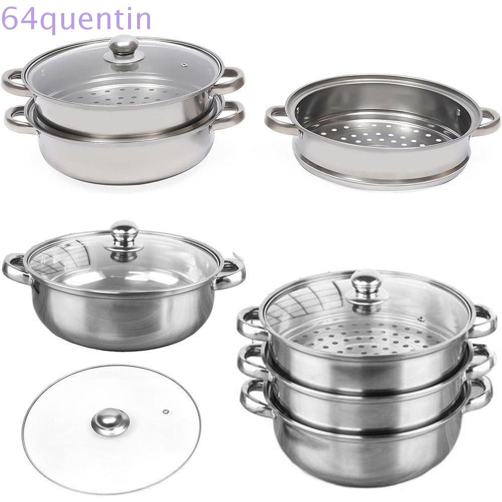 QUENTIN Vegetable Steamer Pan Set, Stainless Steel 1/2/3Layer Steaming