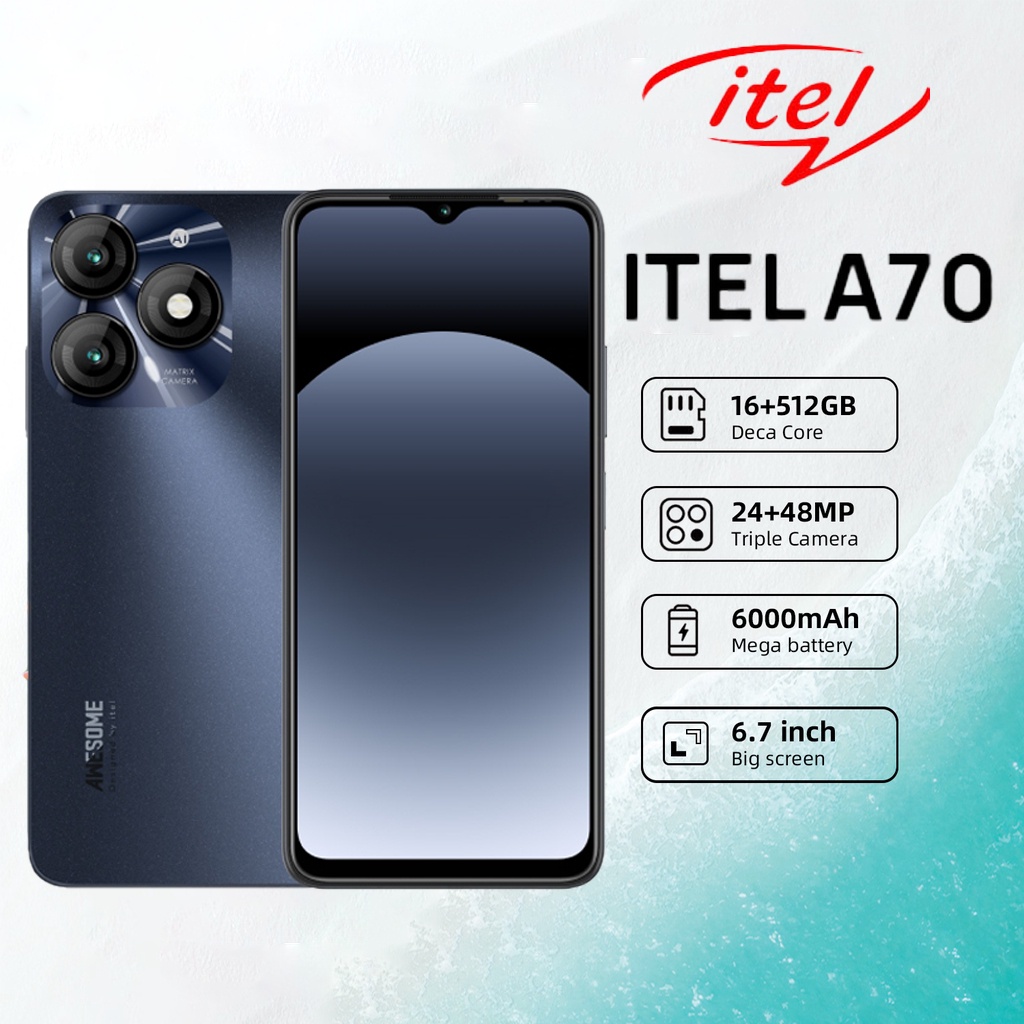 Cellphone itel A70 2024 New Original Phone Sale 12GB + 512GB Cheap