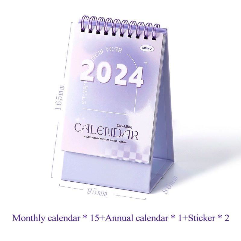 2024 Desktop Calendar Portable Schedule Table Planner DIY Sticker Daily