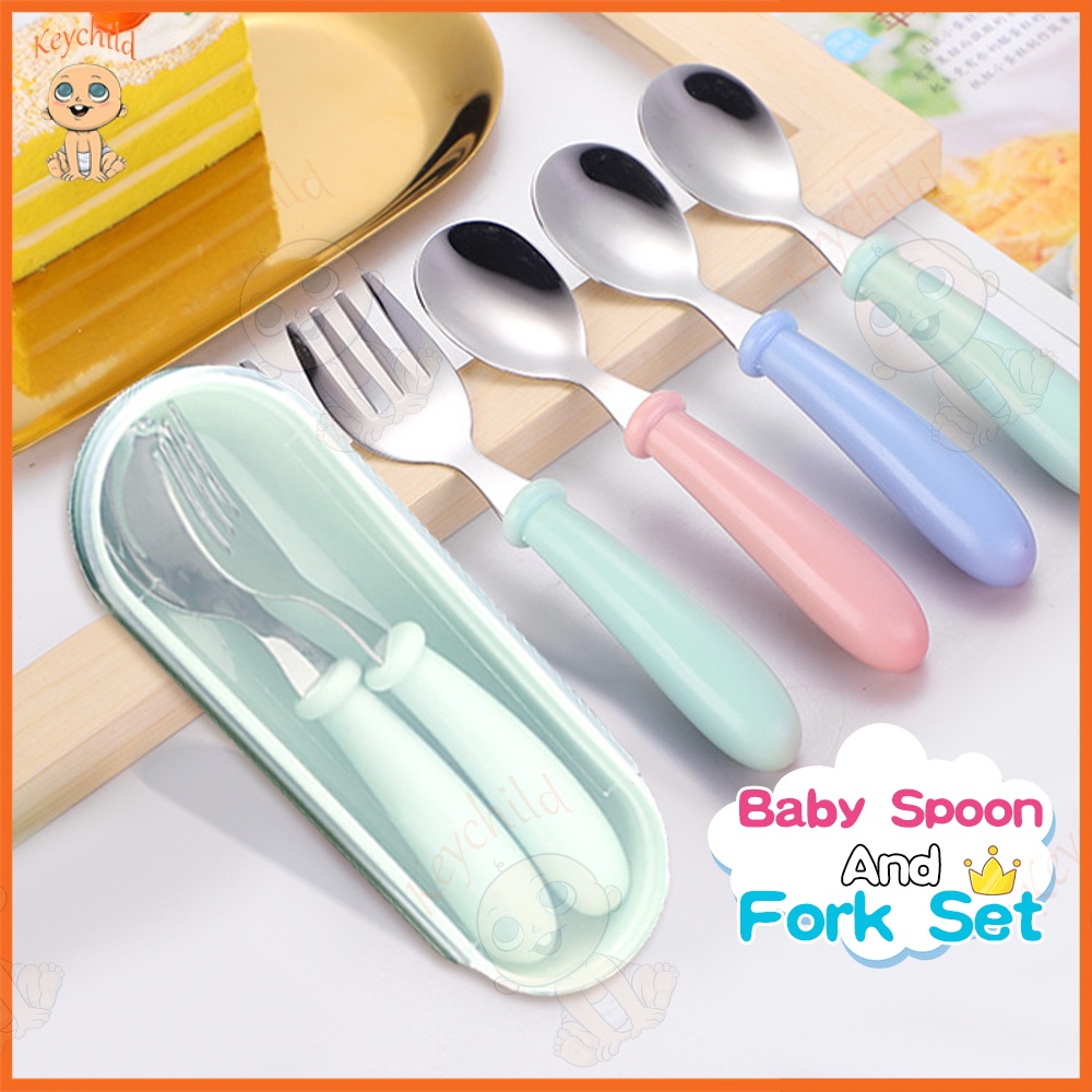 Keychild Kids Spoon And Fork Set With Case Stainless Spoon and Fork