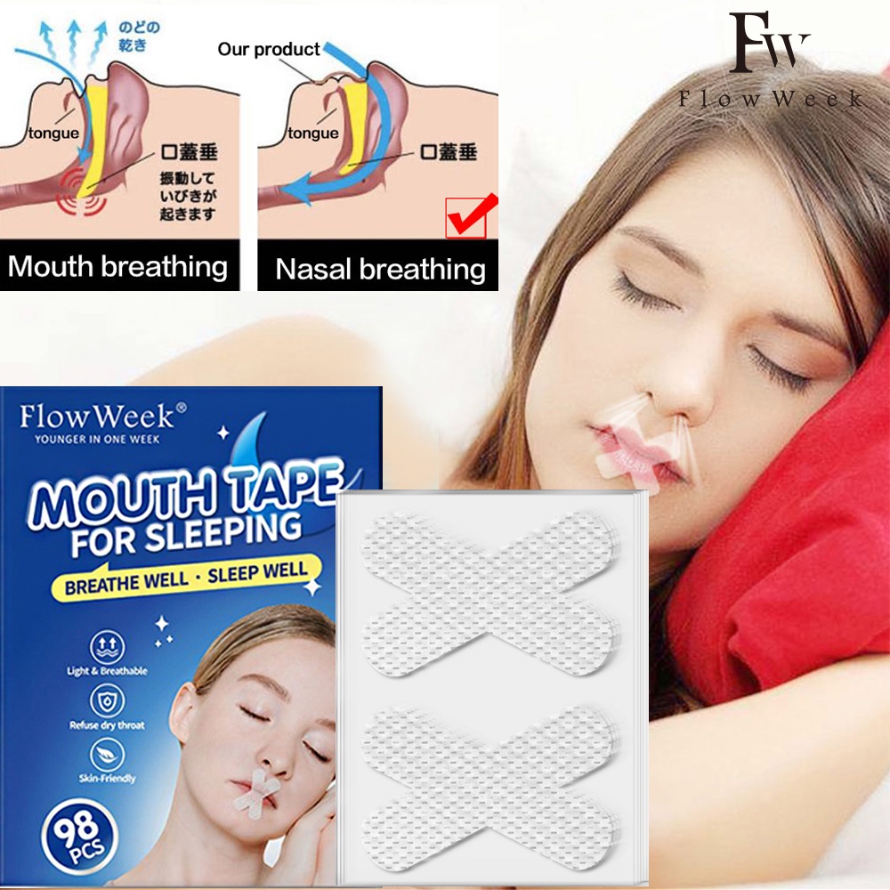 FlowWeek 98Pcs Anti Snoring Mouth Tape Snoring Patch for Sleeping Mouth