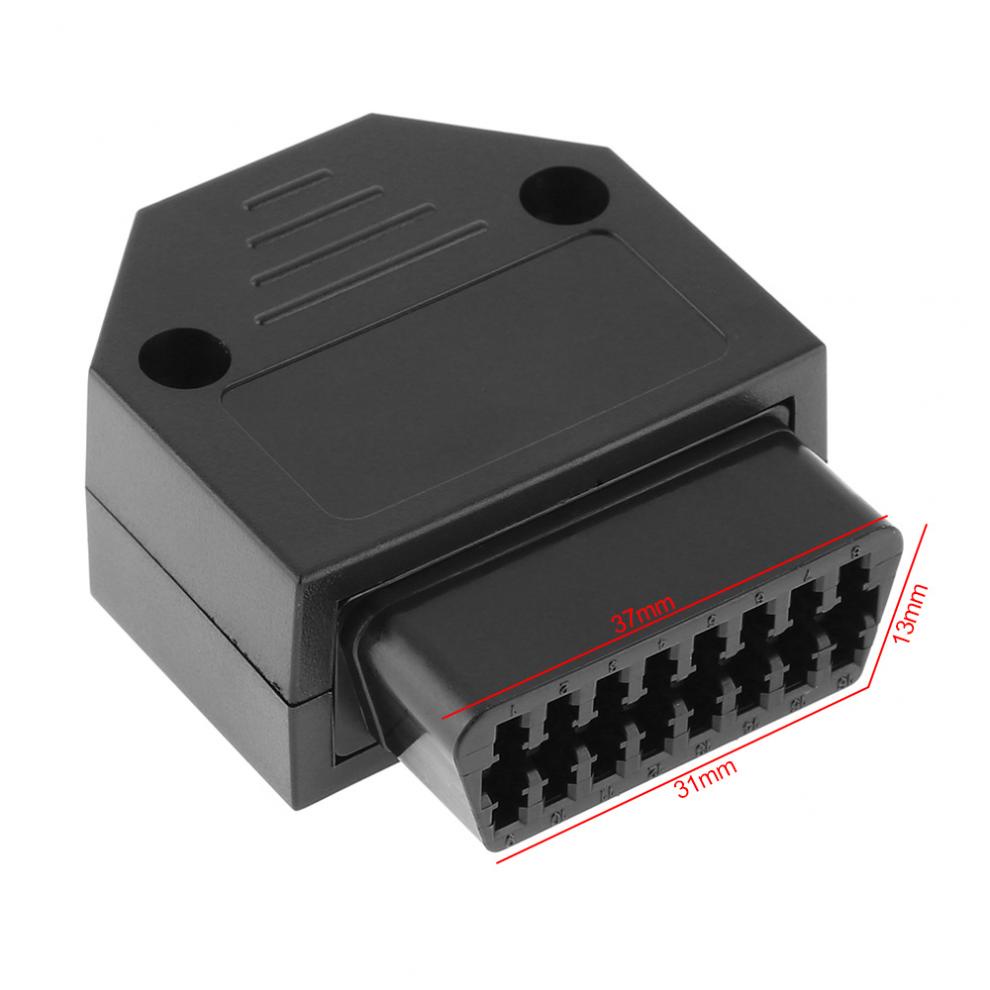 OBD-II 16Pin Black Female Angle Connector Female Wire Sockets Connector ...