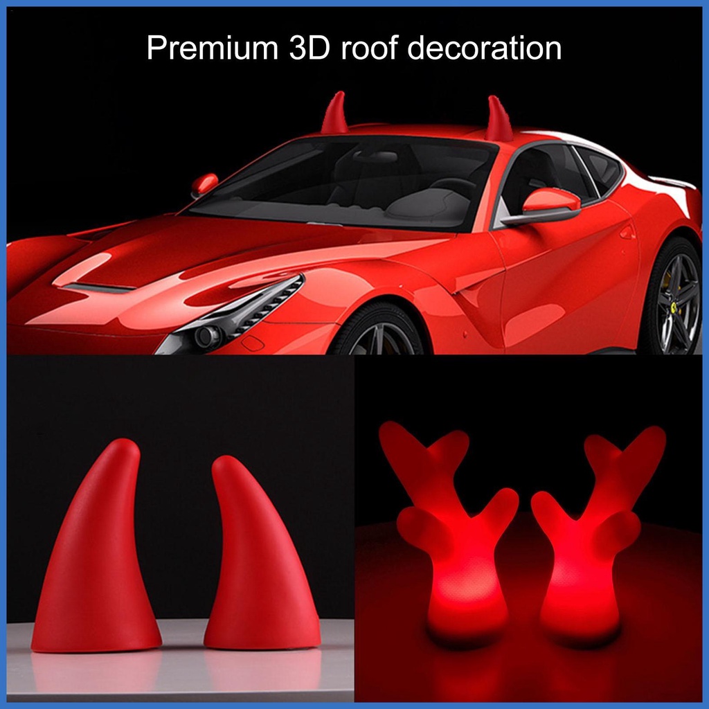 Devil Horns for Car Roof 3D Car Exterior Antenna Roof Top Stickers Car