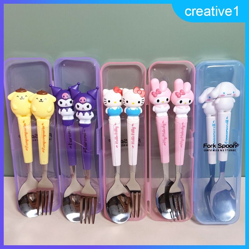 Sanrio Tableware Set Durable Stainless Steel Cutlery Set Cute Kuromi My ...