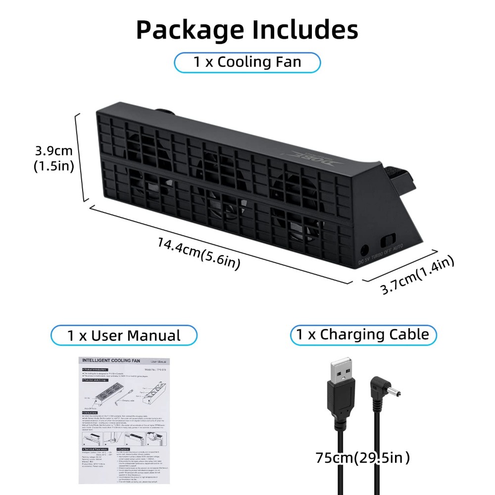 ElecGear Auto Cooling Fan for PS4 Slim, External USB Cooler Automatic ...