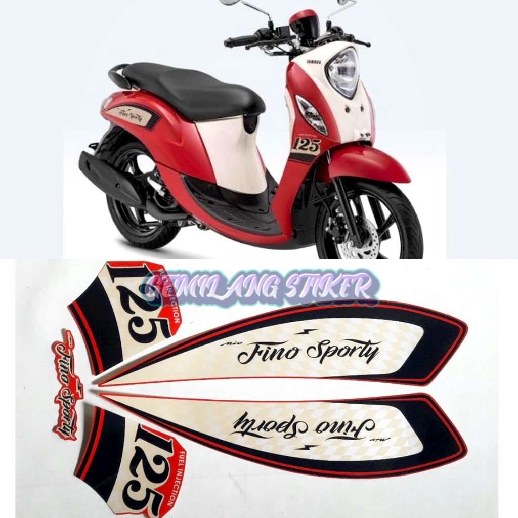 MERAH Striping Decal Pole Sticker yamaha fino sporty 125 fi 2021 Red ...