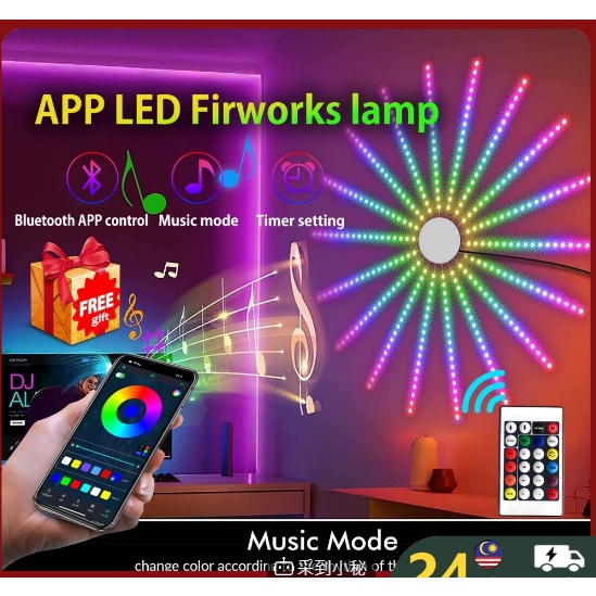180 led RGBIC Firework LED Strip Lights Bluetooth APP Control Music ...