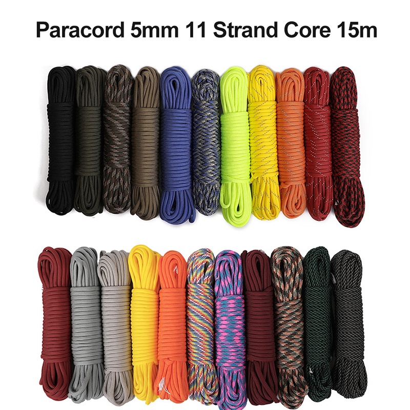 Paracord 5mm 11 Strand Core 15m Parachute Cord Lanyard For Hiking Camping  PFV