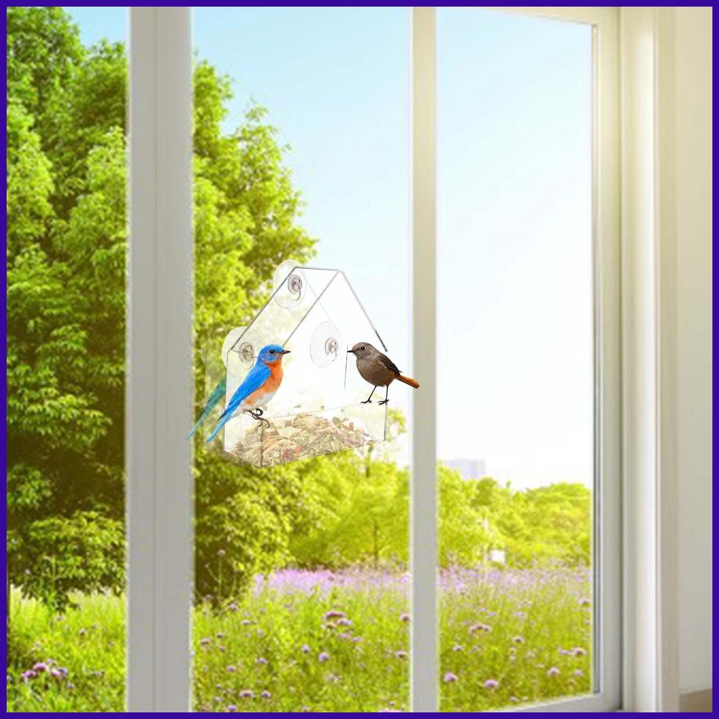 Window Bird Feeders Clear Acrylic Bird House for Windowsill Transparent
