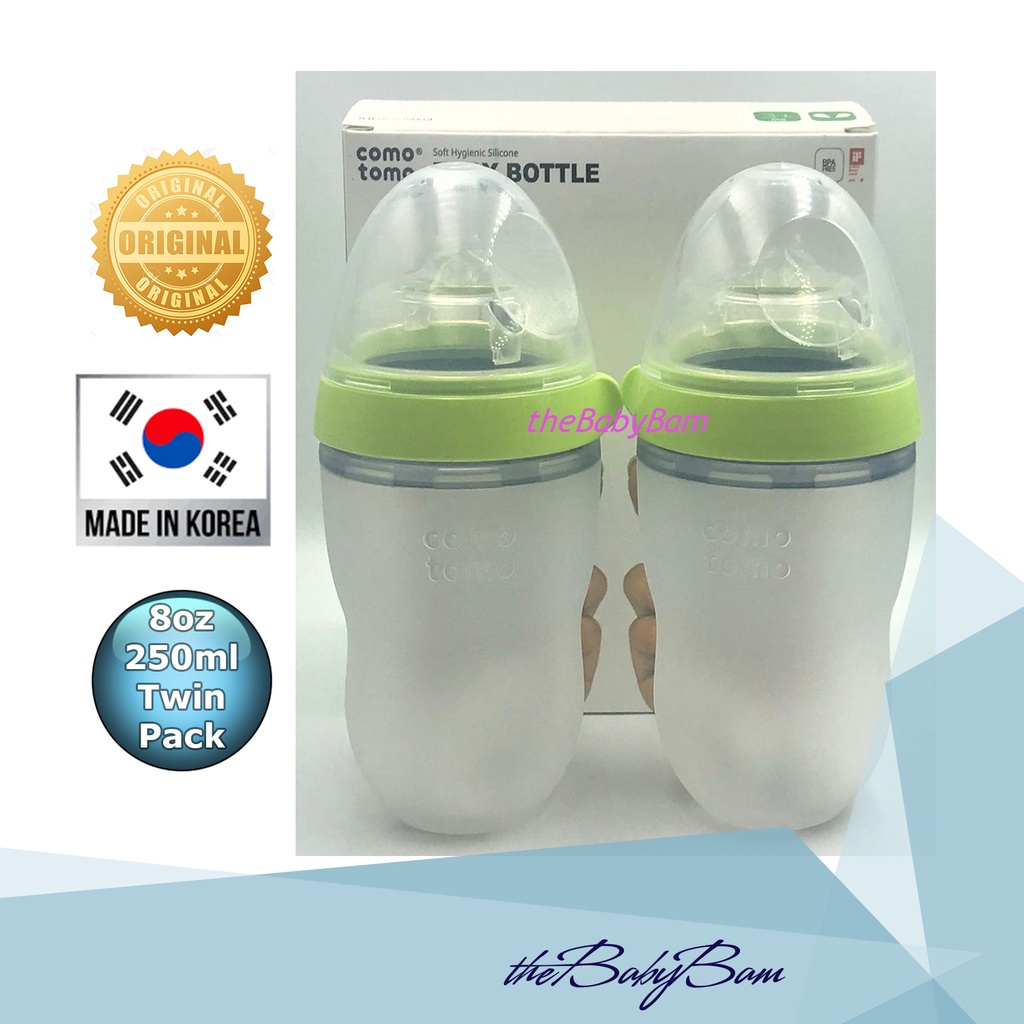 Comotomo Baby Bottle, Green, 8 oz (2 Count)