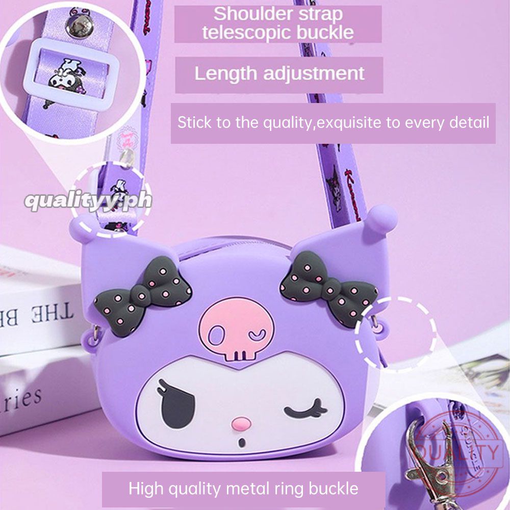 New Lovely Cartoon Sanrio Kuromi Heavy Head Silicone Bag With Lanyard
