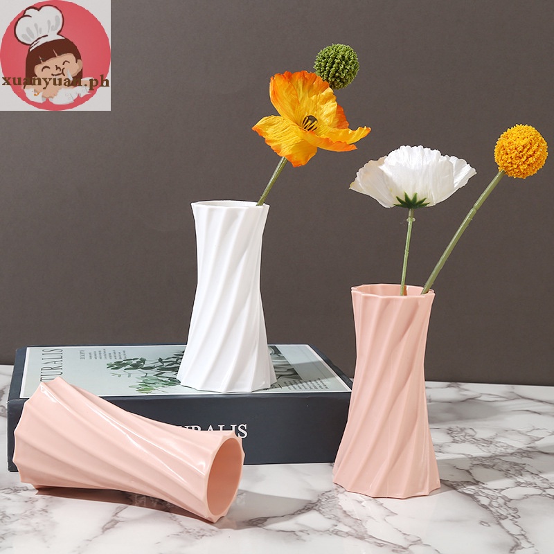 XUAN Nordic Imitation Ceramic Flower Vase Flower Pot Vase Home Desk Decorative Vases For Flowers