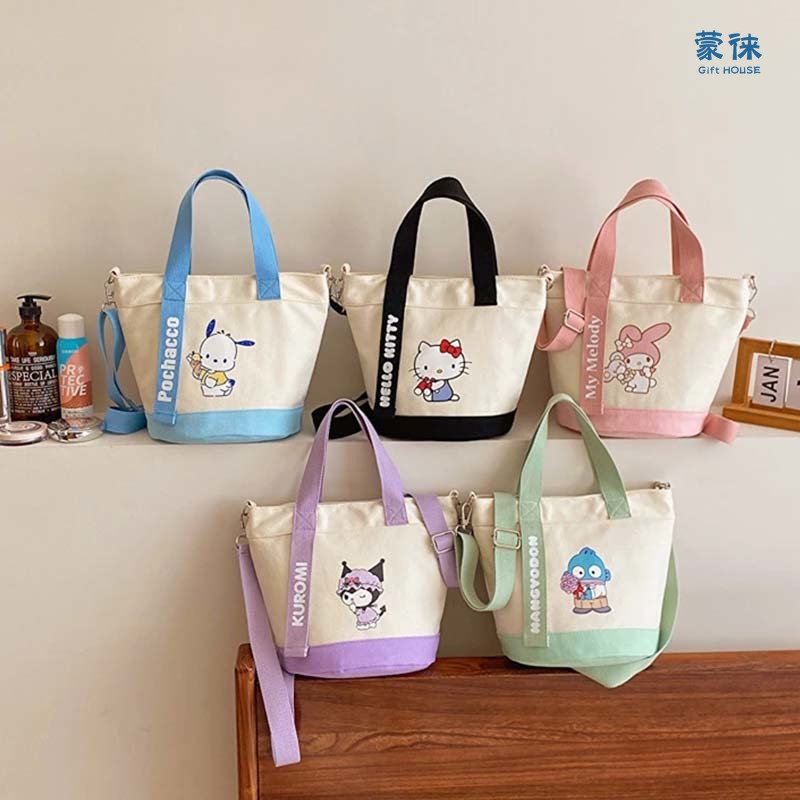 Sanrio New Canvas Tote Bag HelloKitty MyMelody Kuromi Pochaco Anime ...