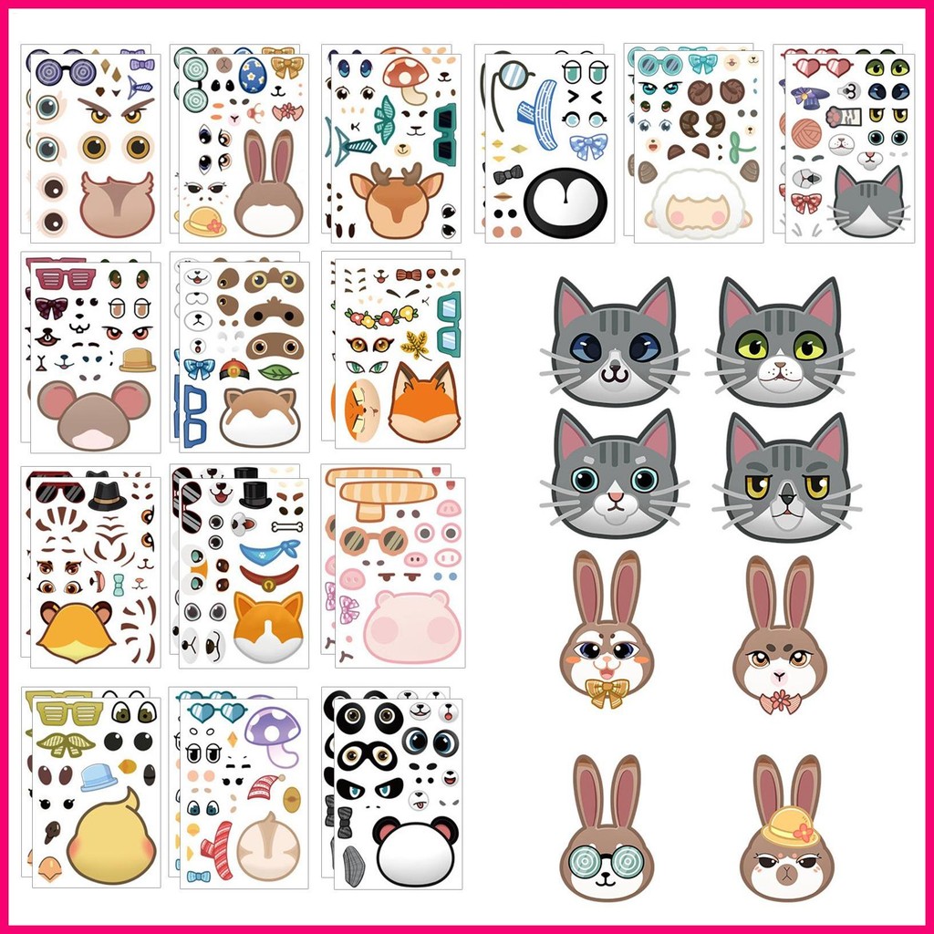 Make A Face Animal Stickers Cute Skateboard Stickers Party Favor ...