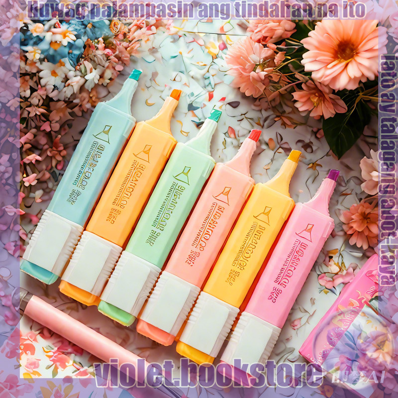 6 Colors Cute Highlighter Pen Quick Dry Broad Tip Underline Writing ...