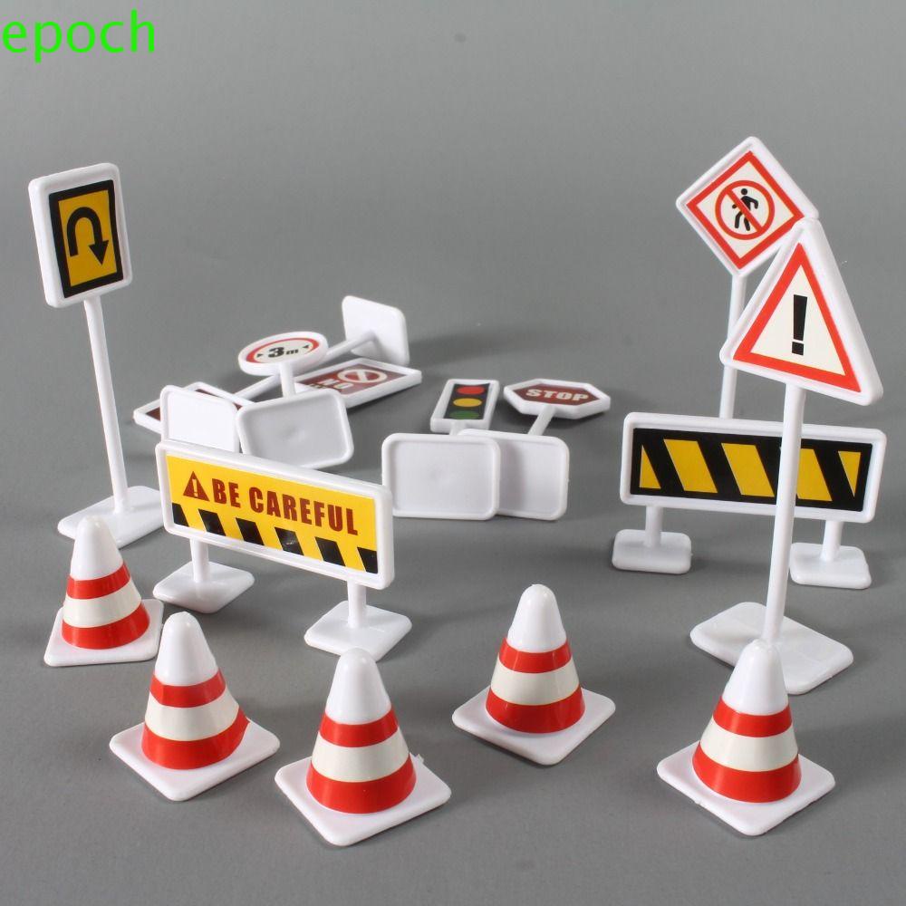 EPOCH 15Pcs/Set Mini Traffic Signs Model Toy, Traffic Signs Road Block