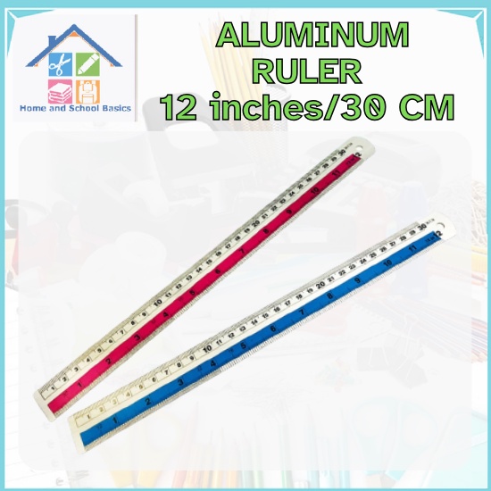 Aluminum Ruler 12 inches / 30 centimeter Length w/ Inches to Millimeter