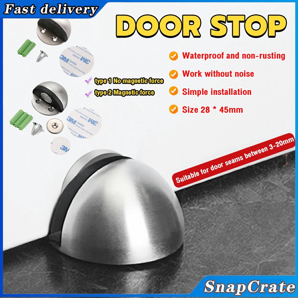 Snap Door Stopper Stainless Steel Anti-Collision Magnetic No Punching ...