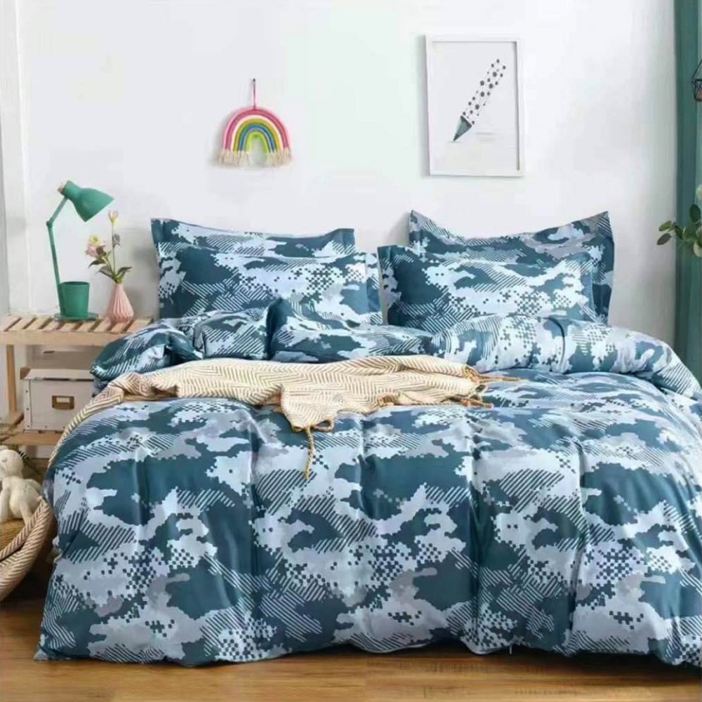 4in1 Camouflage Bedding Set bed sheet cover w garter 2 pillow case,1
