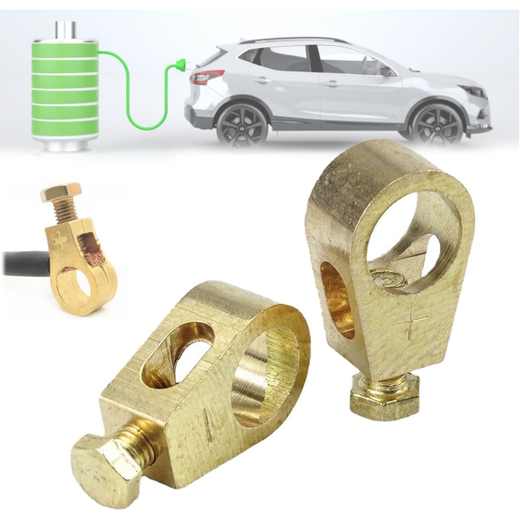 2pcs Car Battery Terminal Wire Cable Clamp Terminal Positive Negative ...