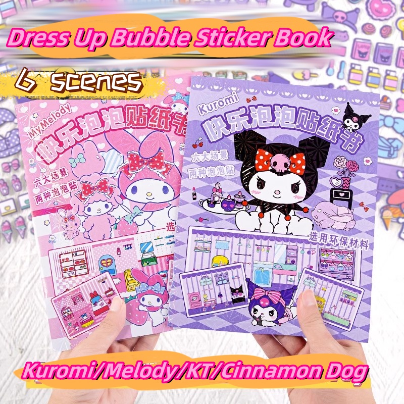 Sanrio Stickers Hello Kitty Kuromi Stickers Fun Bubble Stickers Quiet