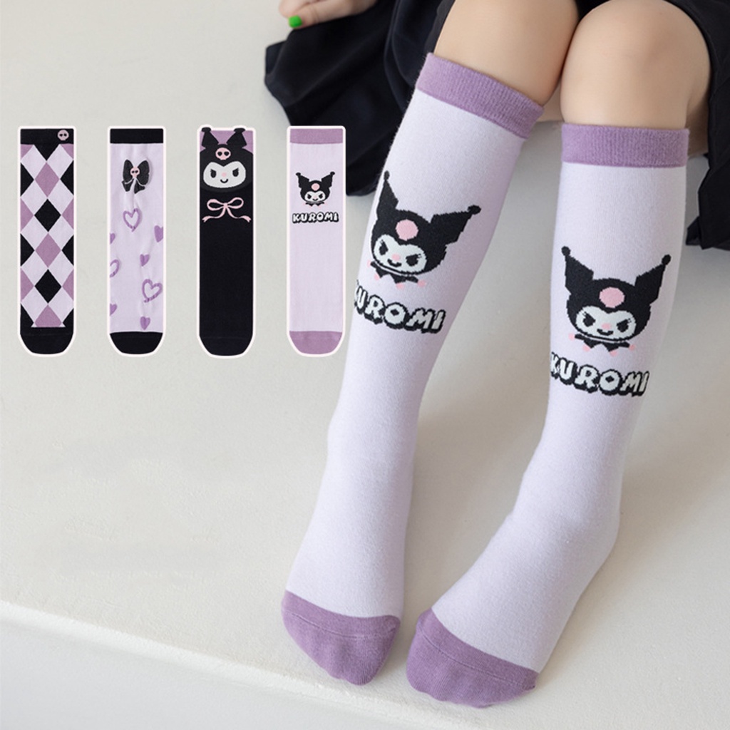 Kuromi Sanrio Anime Kawaii Children's Pure Cotton Socks Cute Cartoon ...