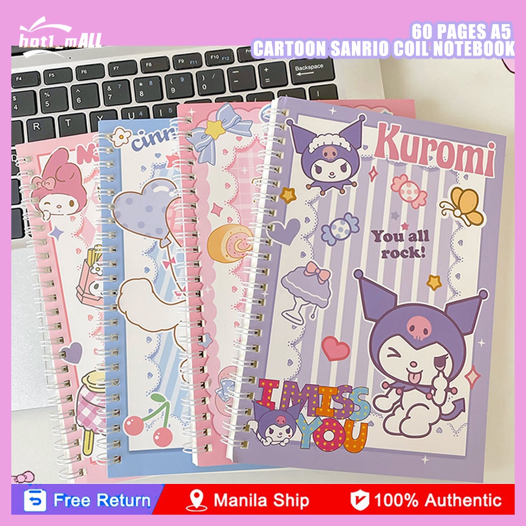 60 Pages A5 Cartoon Sanrio Coil Notebook Cute Mymelody Kuromi ...