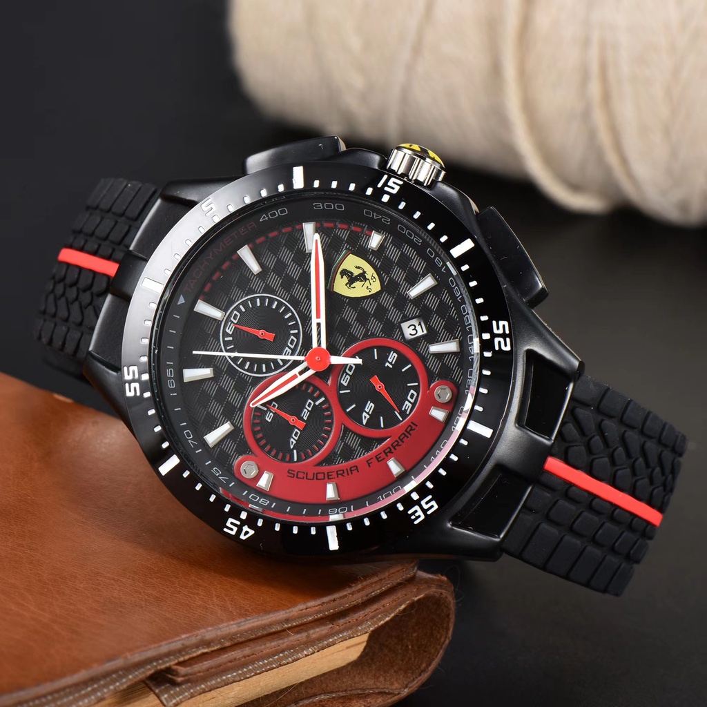 Scuderia Ferrari Multifunctional Quartz Watches for Men Chronometer Stopwatch Rubber Strap 3ATM Water Resistant Male Clock Sport Fashion Men s Watch