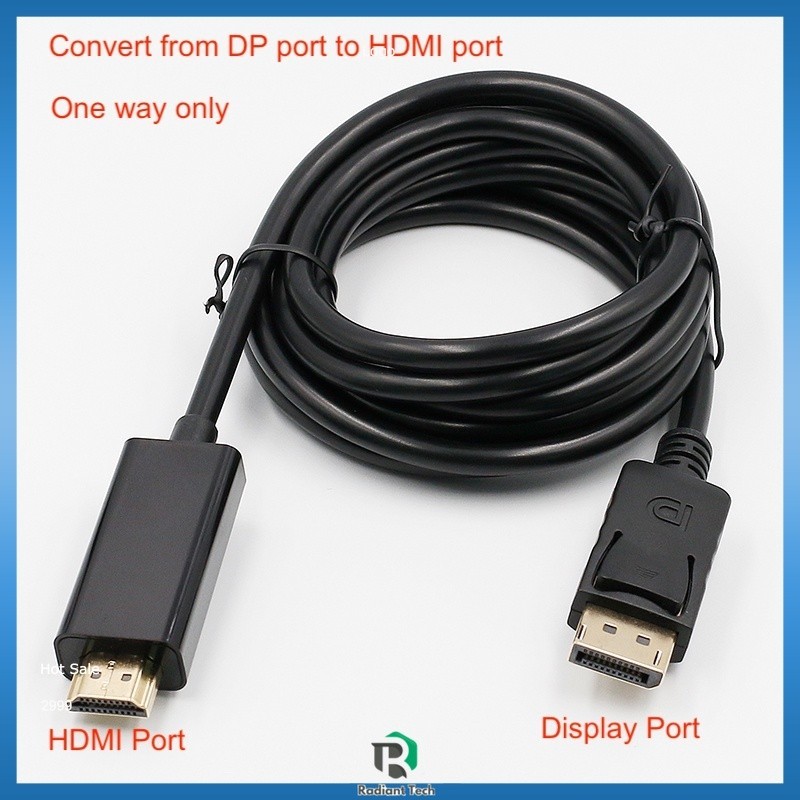 DP to HDMI Cable 4K 1.8M Displayport Male to HDMI Male Adapter ...