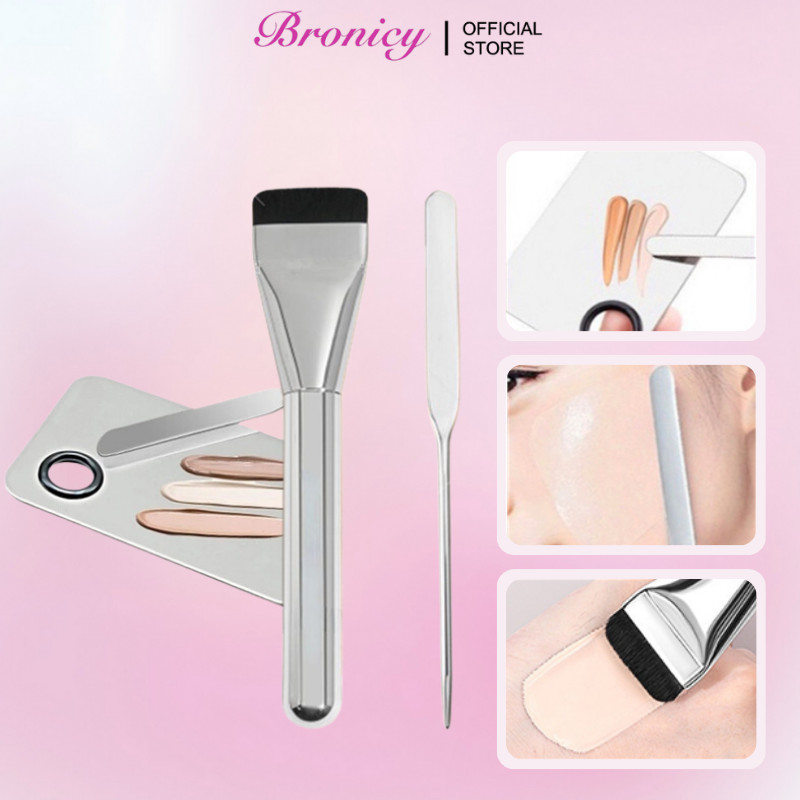 Stainless Steel Makeup Liquid Foundation Spatula Ring Palette Stick ...