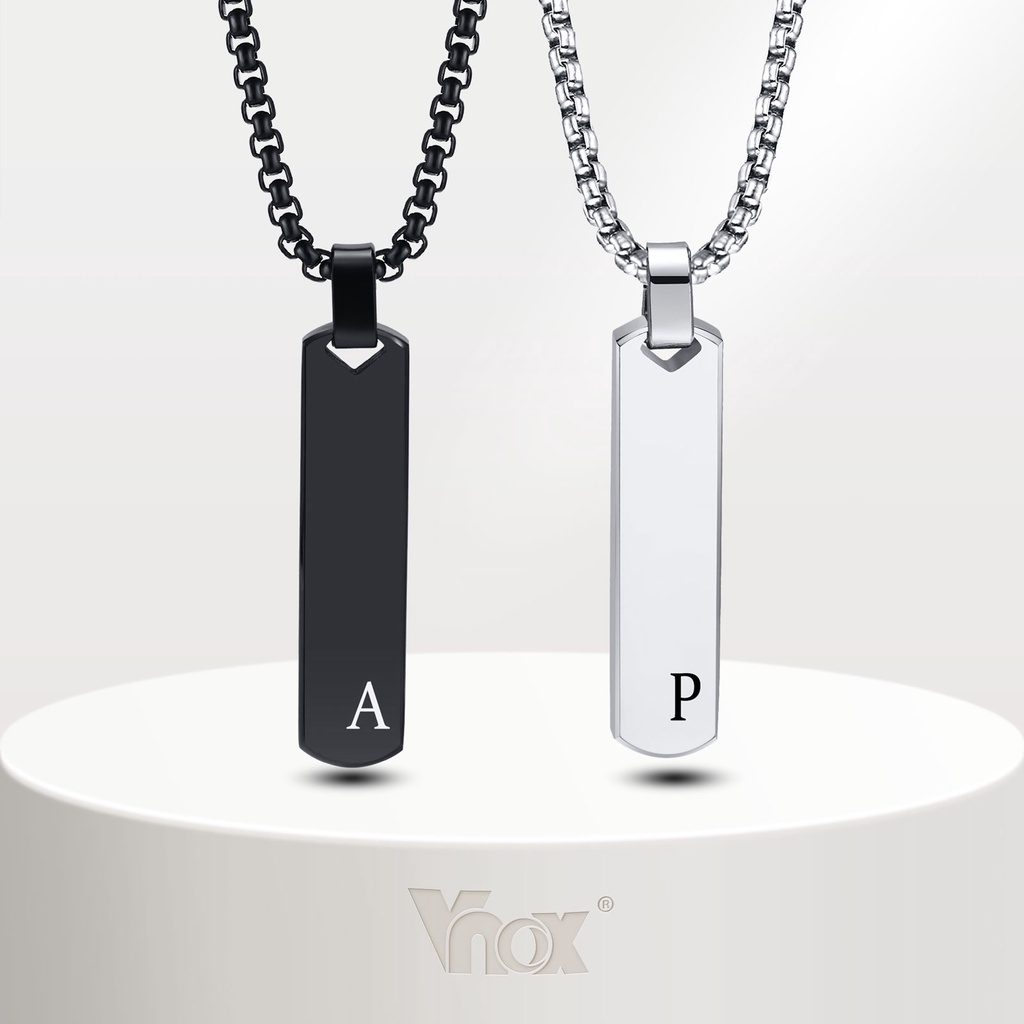 Vnox Initial Bar Necklace for Men Women,Personalized Letter Vertical