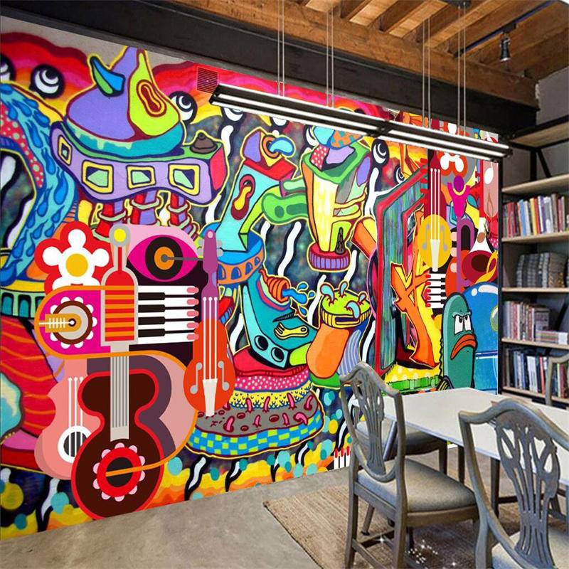 Custom Any Size Large Graffiti 3D Colorful Photo Wallpaper Mural For ...