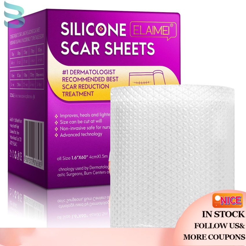 ELAIMEI Silicone Gel Strips Patch Silicone Scar Sheets Reusable