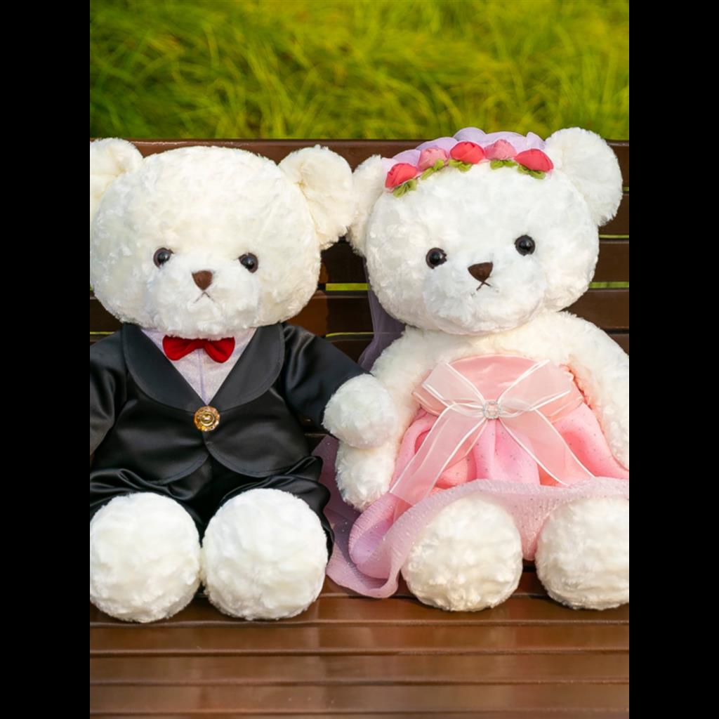 тшеhigh End Press Bed Doll Wedding Doll Bed Pair Wedding Room Teddy Bear