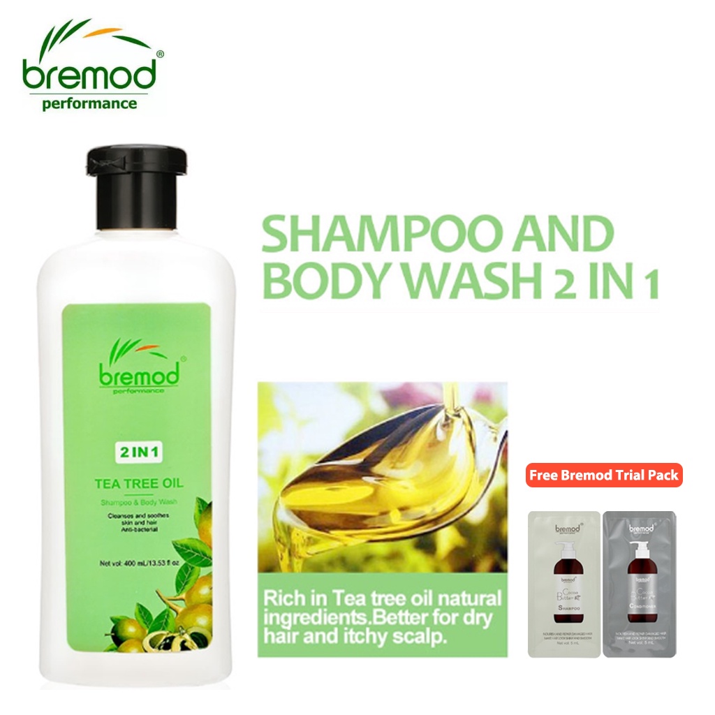 BREMOD Tea Tree Oil Shampoo&Body Wash 2 in 1 For Dandruff, Dry and