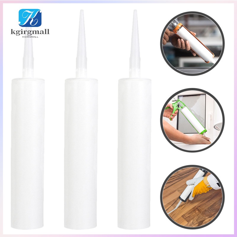 3 Pcs Empty Caulk Tubes 300ml Glass Glue Clear Plastic Hose Grout