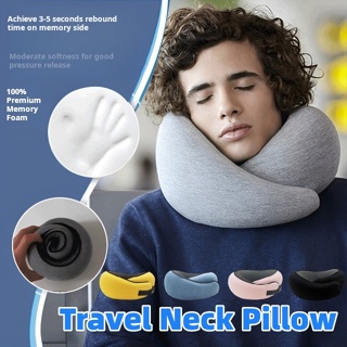 Bookishbunny Elevated Large Neck Support Memory Foam U Shape Travel Pillow  Airplane Cushion