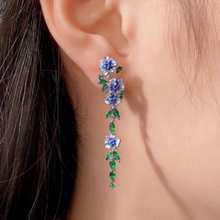 Vintage Enamel Flower Dangle Earrings Women Temperament Blue Trumpet Flower Long Earrings Wedding Party Aesthetic Jewelry Shopee Philippines