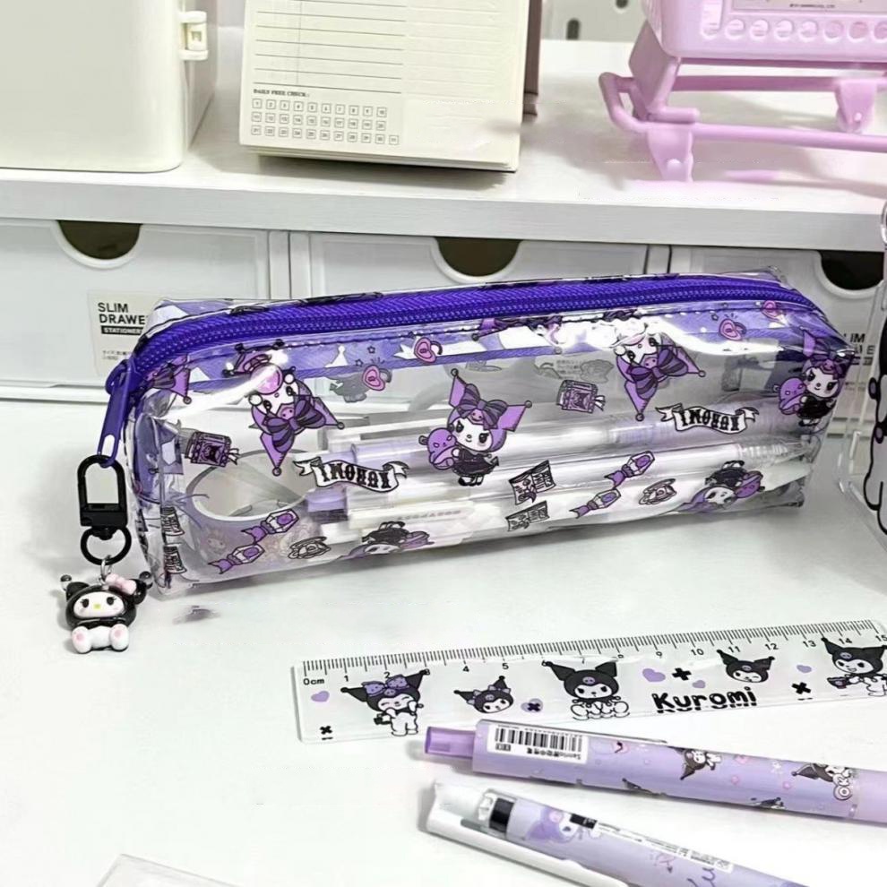 Kuromi Transparent Pencil Case Kawaii Sanrio Stationery Storage Zipper ...