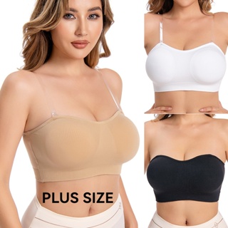 Women Seamless Bra Push Pad Wireless Bras M-7XL Big size Strapless Black  Nude Lace Crop Top Padded Bra Plus Size