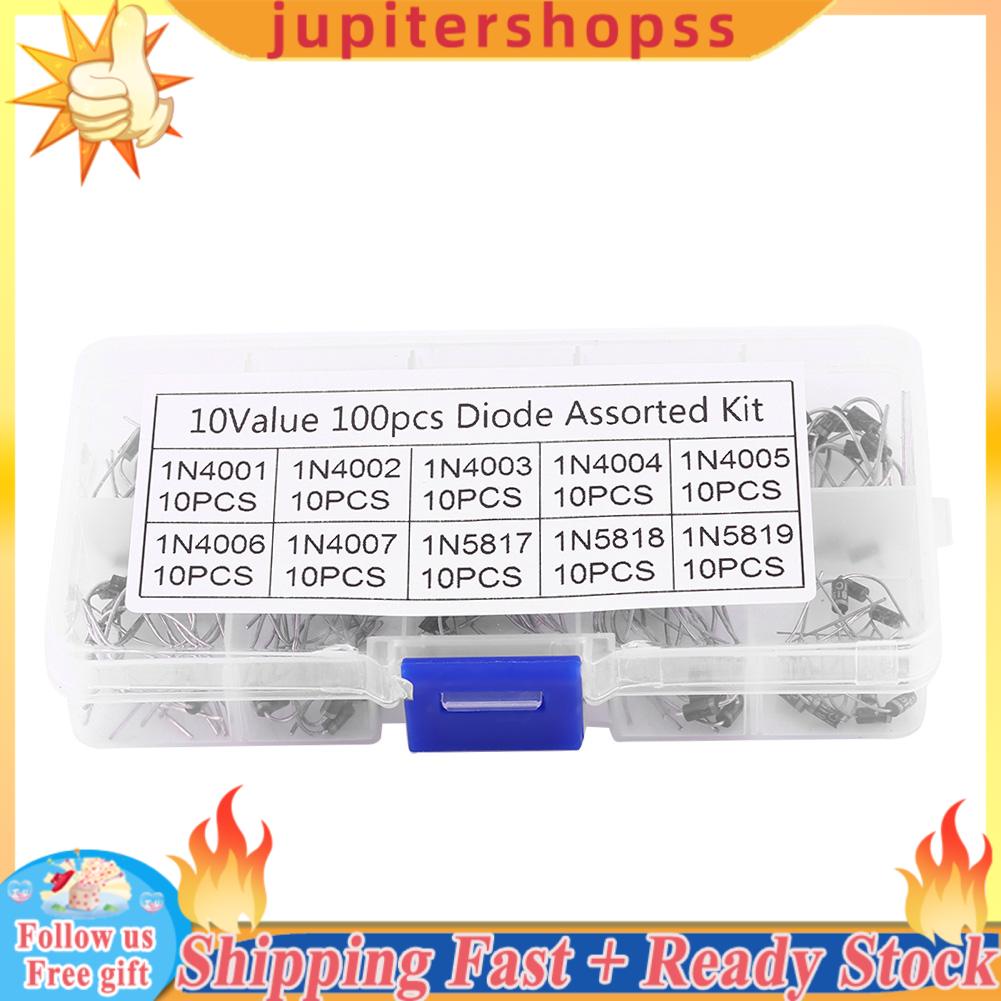 Jupitershopss 100pcs 10Values Rectifier Diode Assorted Kit With Clear ...
