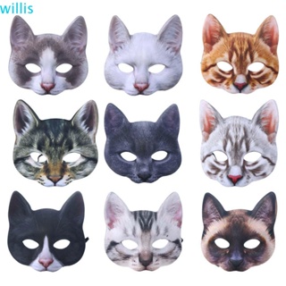 3pcs Cat Masks White Paper Blank Hand Painted Facemasks Diy Unpainted  Animal Half Facemasks For Birthday Party Favor Supplies