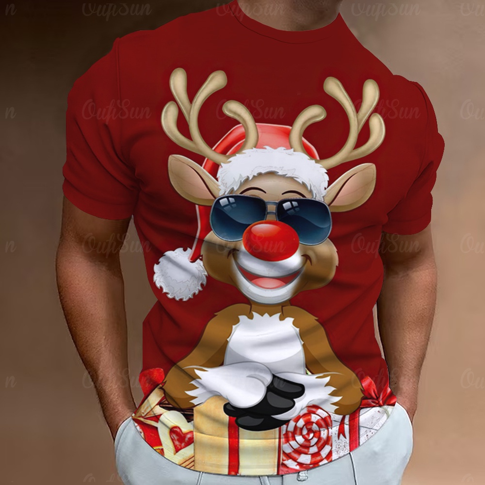 2024 Christmas Festival Theme Men'S T Shirts Clothing 3d Print T Shirts