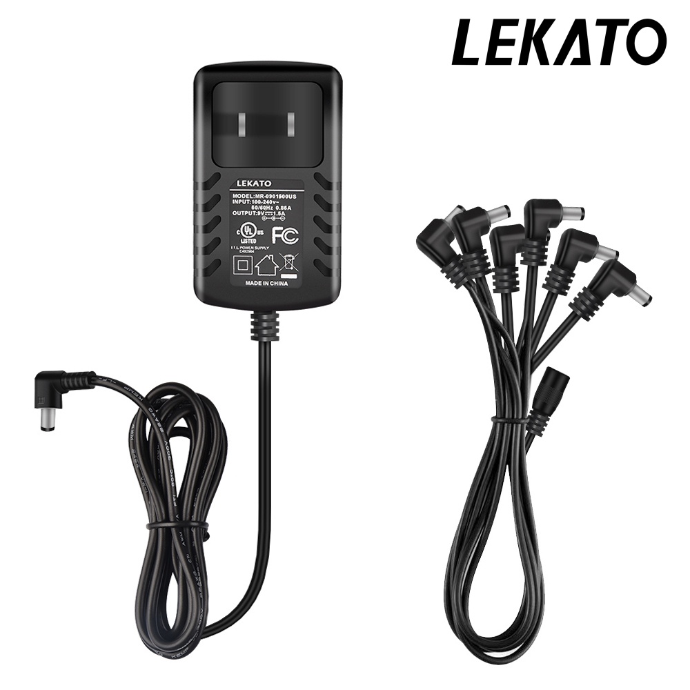 LEKATO 6Way Pedal Daisy Chain Power Supply Adapter 9V Cable Electric